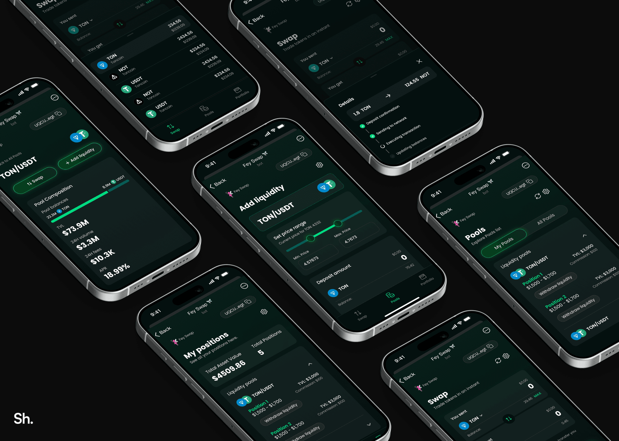 FeySwap mobile app screens