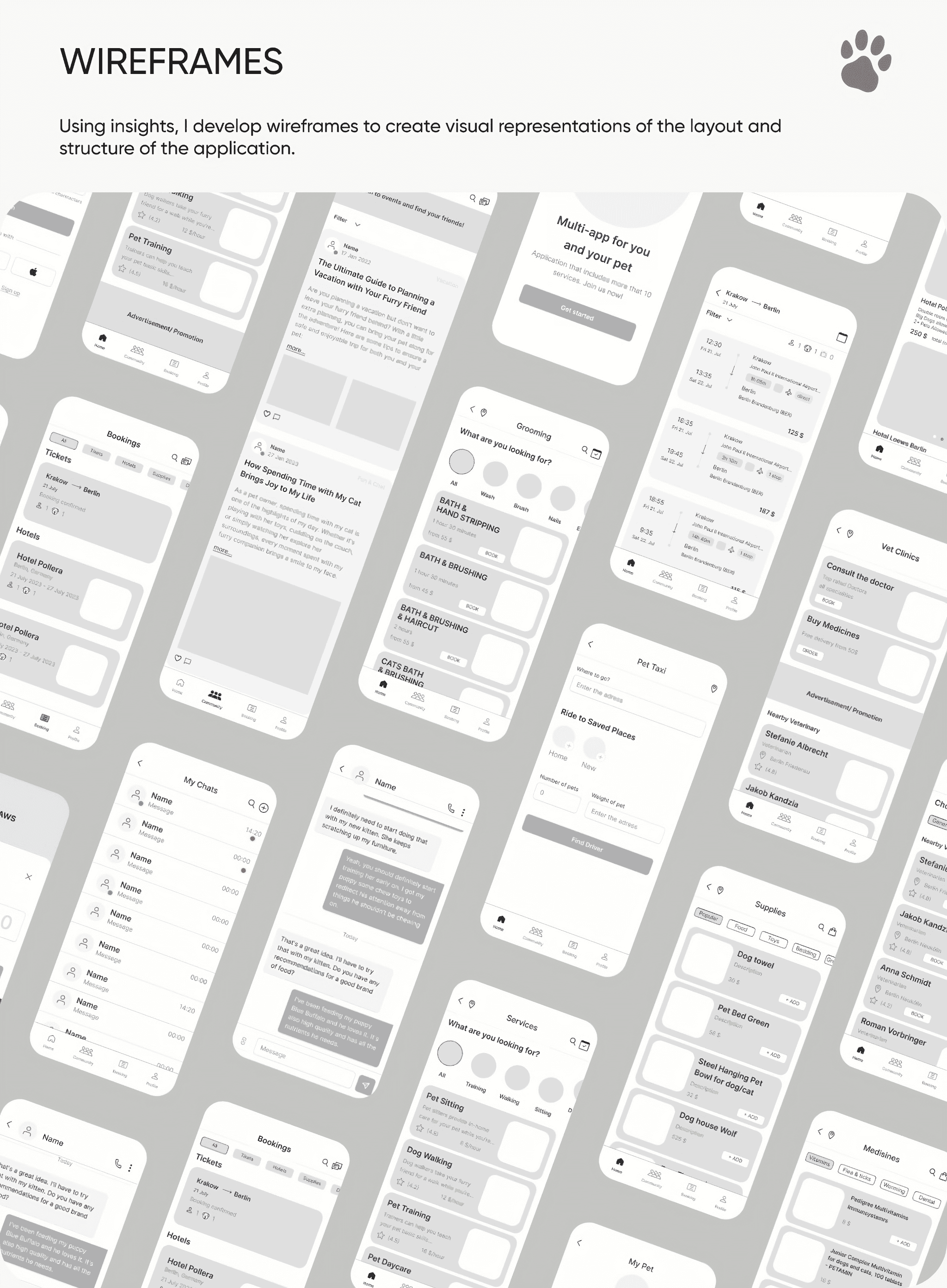Little Paws wireframes
