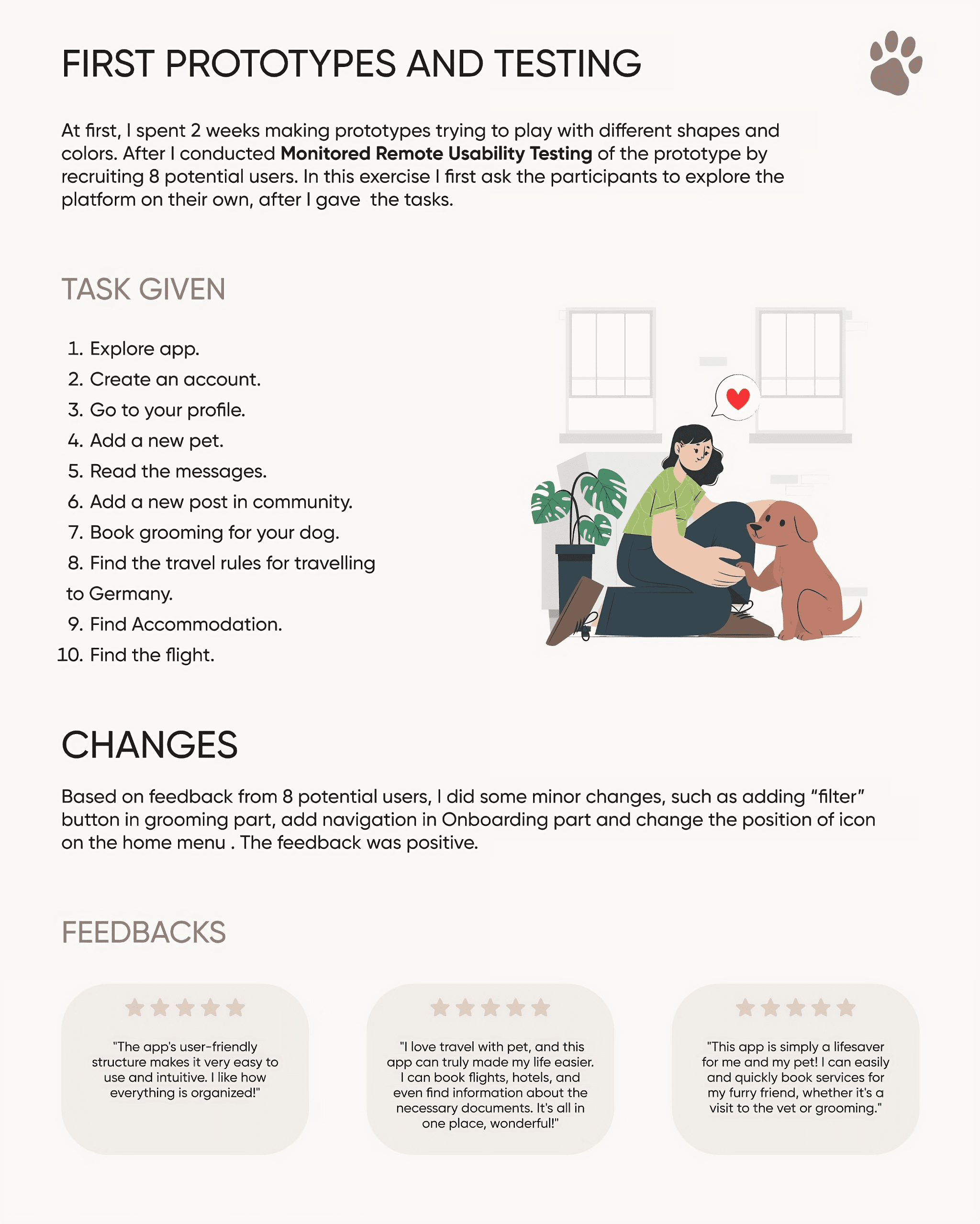 Little Paws first prototypes and testing overview