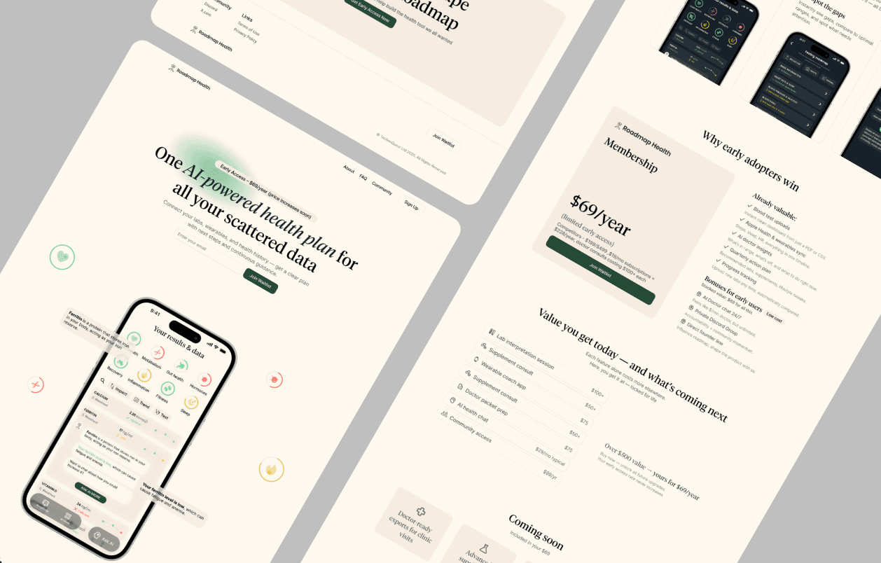 Roadmap health app interface